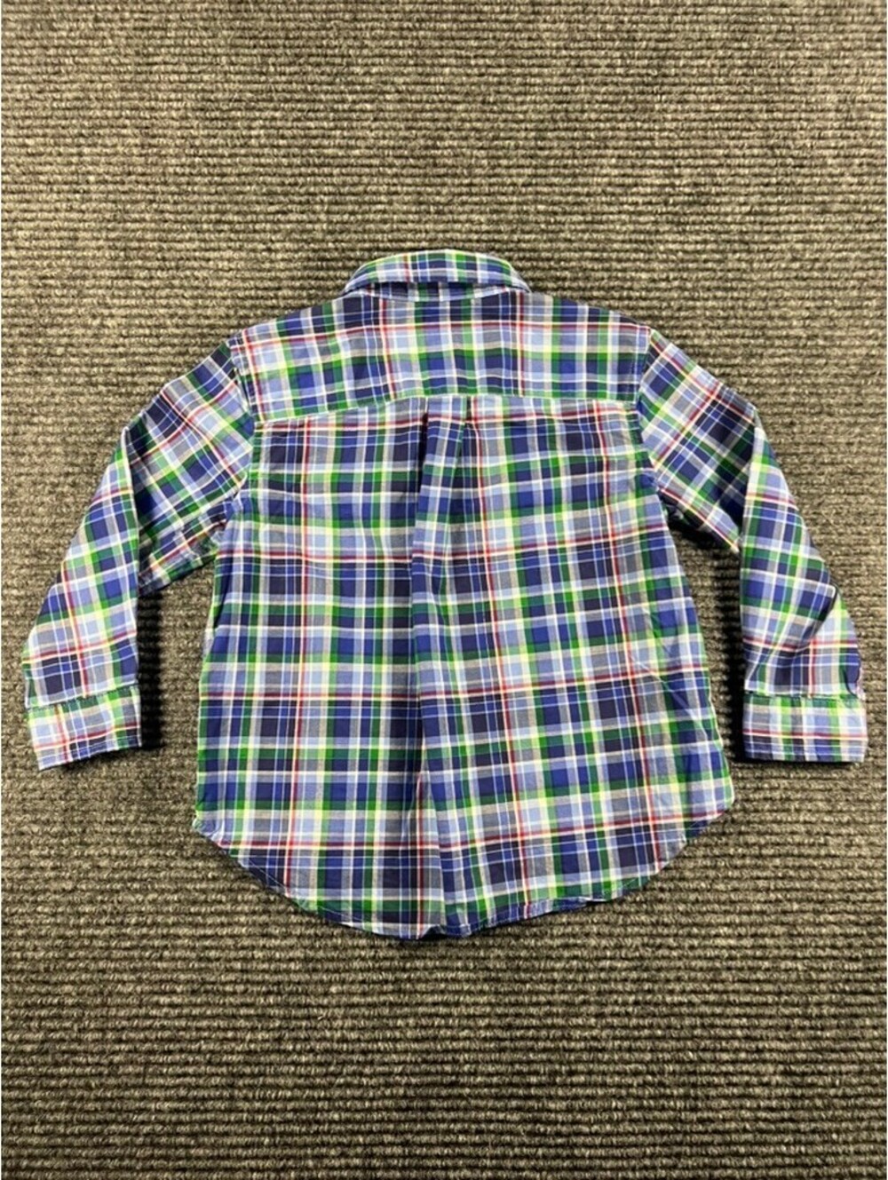 Ralph Lauren Toddler Boys' 24M Blue/Green Plaid Button-Down Cotton Dress Shirt - Picture 5 of 5